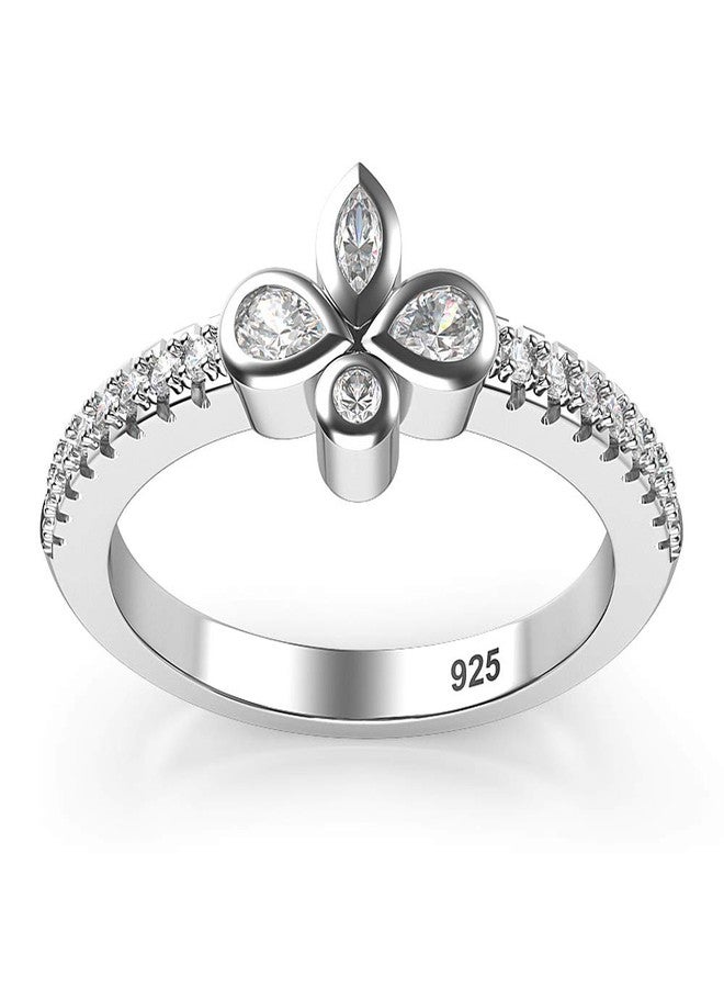 Metal Factory Sz 8.0 Solid Sterling Silver CZ Fleur de lis Wedding Engagement Ring - Image 2